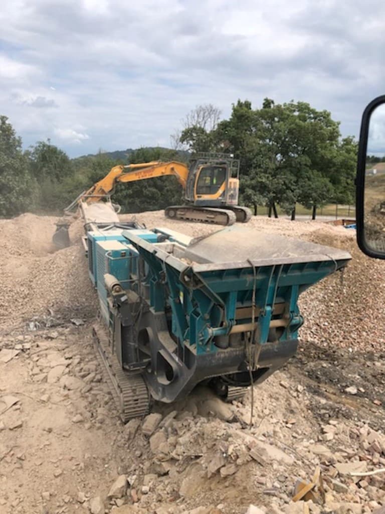 Container holding rubble