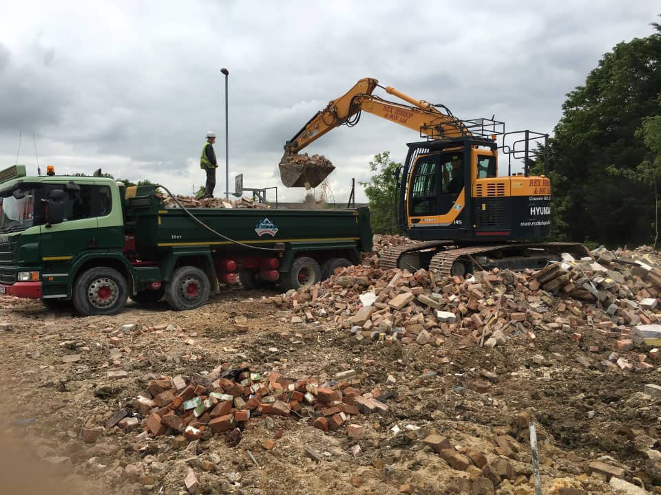 Digger excavating